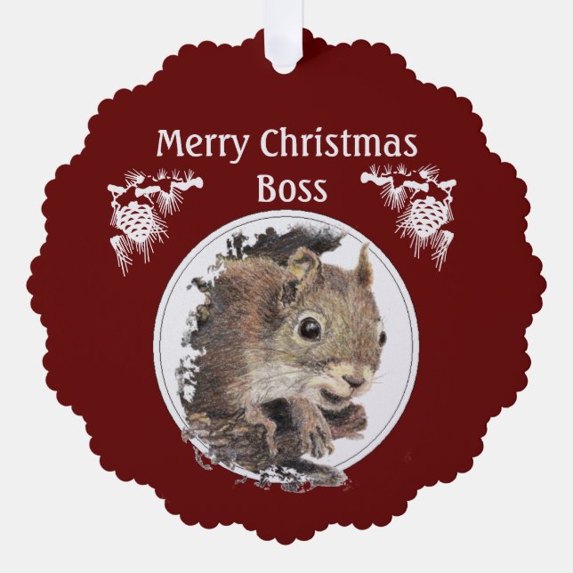 Christmas Boss, From the bunch of Nuts -Squirrel Tree Decoration Card (Front)