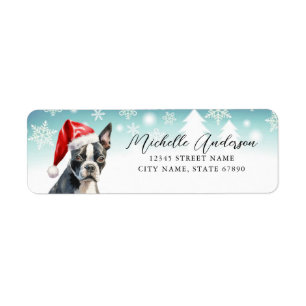 Christmas Boston Terrier Address Labels