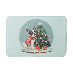 Christmas Boston Terrier Dog Bath Mat