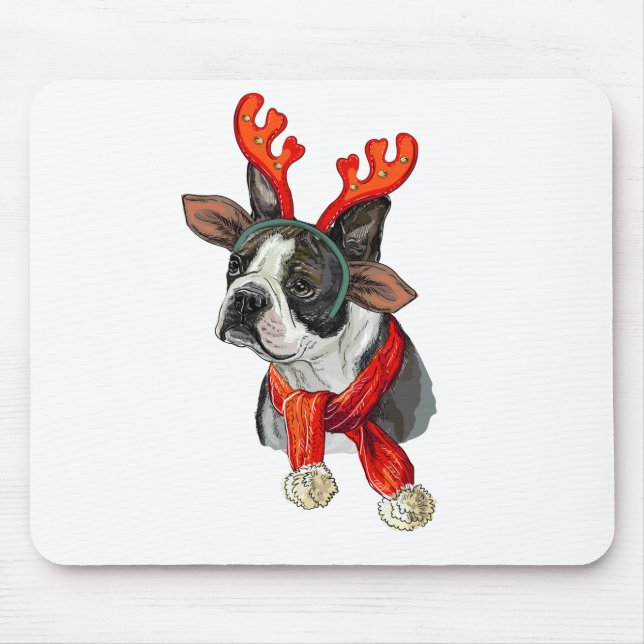 Christmas Boston terrier dog Mouse Mat (Front)