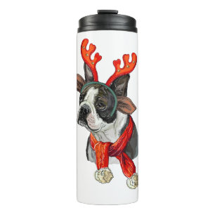 Christmas Boston terrier dog Thermal Tumbler