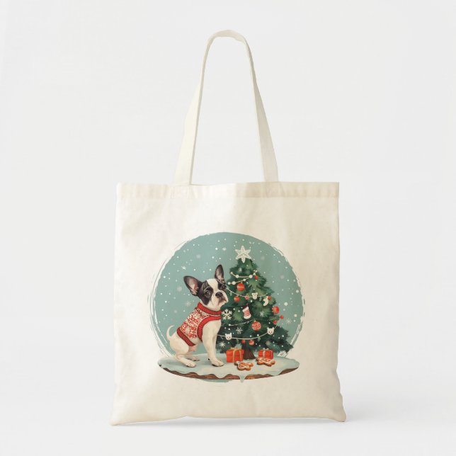Christmas Boston Terrier Dog Tote Bag (Front)