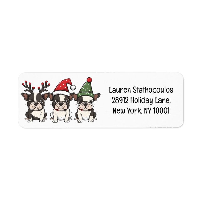 Christmas Boston Terrier Dogs (Front)