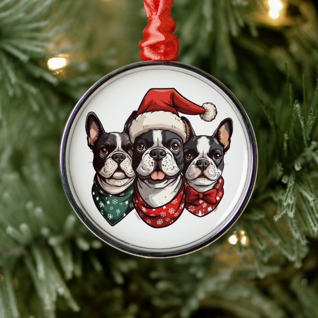 Christmas Boston Terrier Dogs Metal Tree Decoration (Tree)