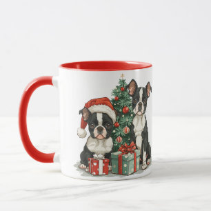 Christmas Boston Terrier Dogs Mug
