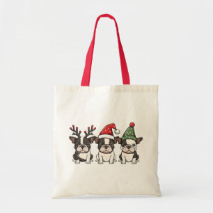 Christmas Boston Terrier Dogs Tote Bag