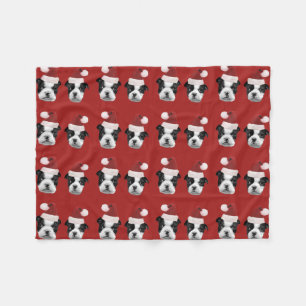 Christmas Boston Terrier fleece blanket