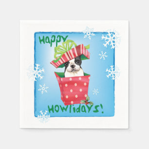 Christmas Boston Terrier Napkin