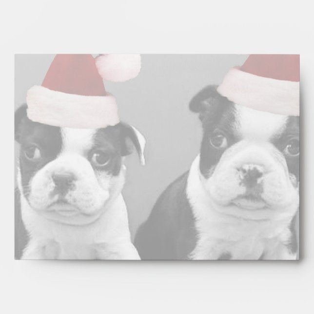 Christmas Boston Terrier puppies Envelopes (Front)