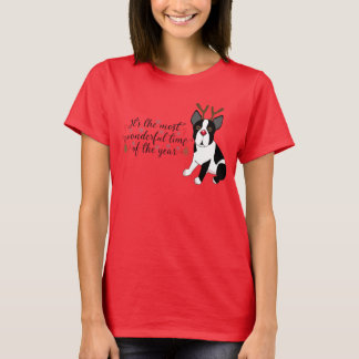 Christmas Boston Terrier Reindeer Dog T-Shirt
