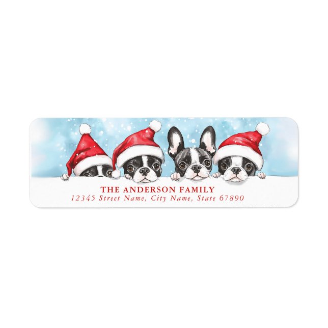 Christmas Boston Terrier Return Address Labels (Front)