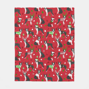 Christmas Boston Terrier Sherpa Blanket