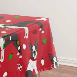 Christmas Boston Terrier Tablecloth