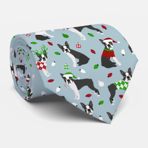 Christmas Boston Terrier Tie