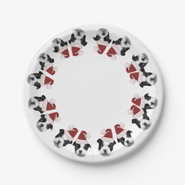 Christmas Boston Terriers paper plates (Front)