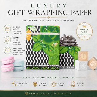 Christmas Botanical Floral Wrapping Paper