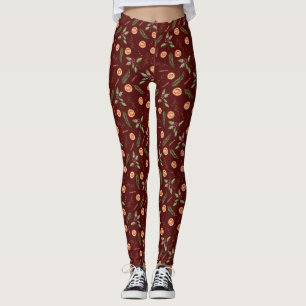 Christmas Botanical Pattern  Leggings