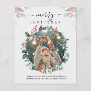 Christmas Botanical Photo Holidays Greetings Card