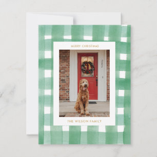 Christmas Botanical Plaid Family Photo Holiday Card