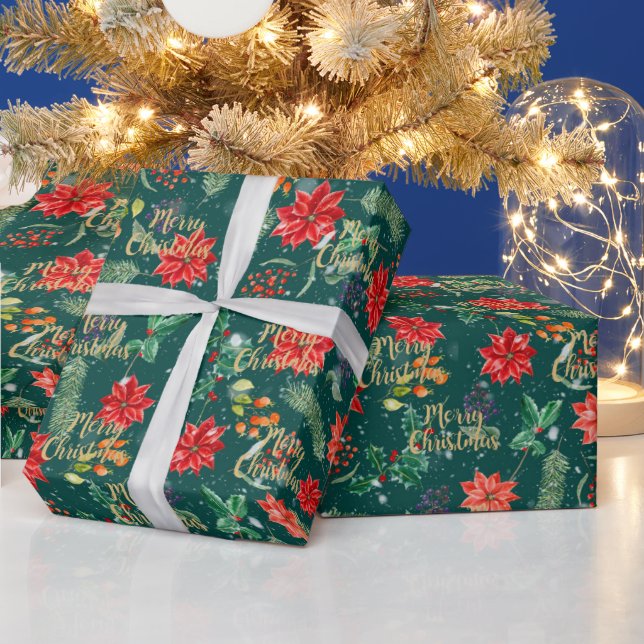 Christmas botanical print wrapping paper (Holidays)