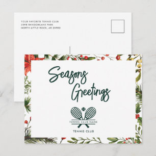 Christmas Botanical Tennis Club Seasons Holiday Postcard