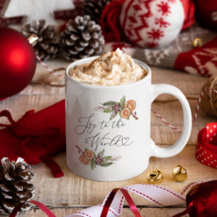 Christmas Botanical Watercolor Large Coffee Mug