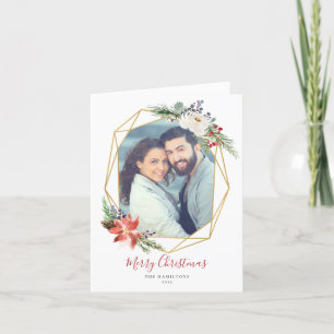 Christmas Botanicals Geometric Photo Holiday Card