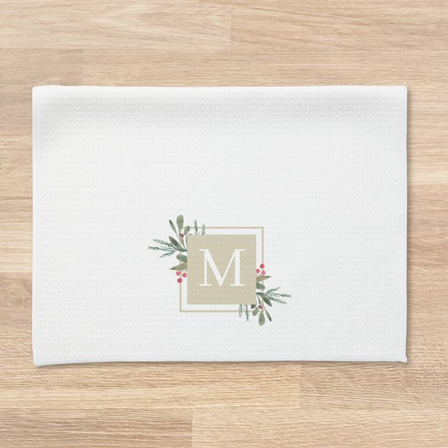 Christmas Botanicals Monogram Tea Towel (Creator Uploaded)