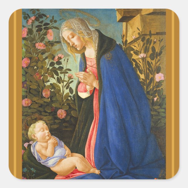 Christmas Botticelli Madonna and Child  Square Sticker (Front)