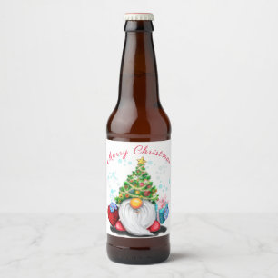 Christmas Bottle Label Gnome with Gifts