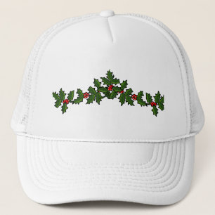 Christmas Boughs of Holly Red Green Festive Trucker Hat