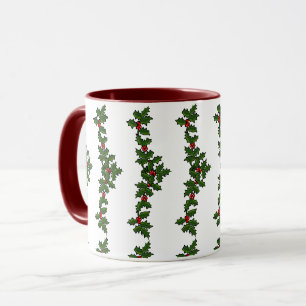 Christmas Boughs of Holly Red Green White Mug