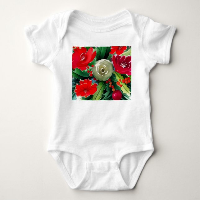 Christmas Bouquet Baby Bodysuit (Front)