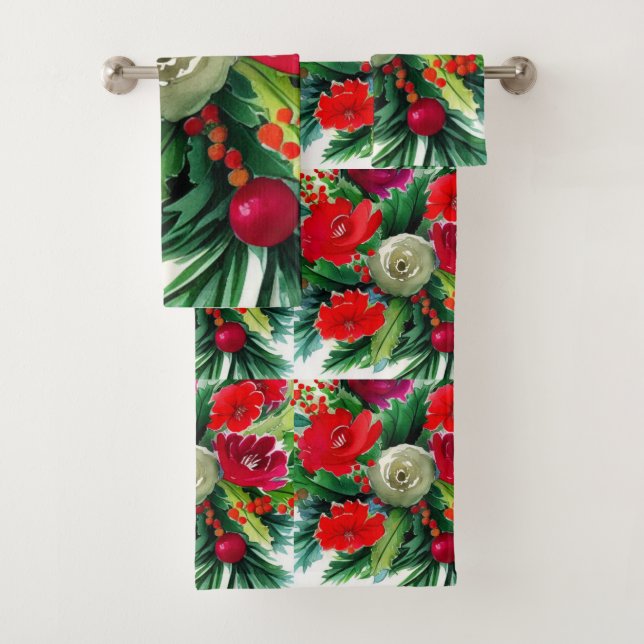 Christmas Bouquet Bath Towel Set (Insitu)