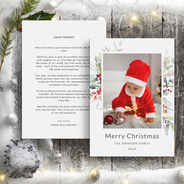 Christmas Bouquet of Red Berries Annual Update Holiday Card (Creator Uploaded)