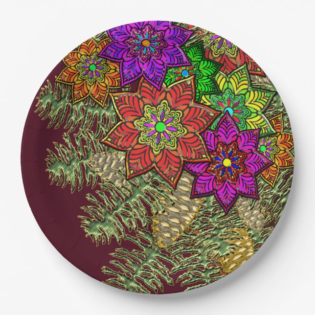 Christmas Bouquet  Paper Plate (Front)