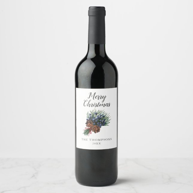 Christmas Bouquet Pine Cone Wine Label (Front)