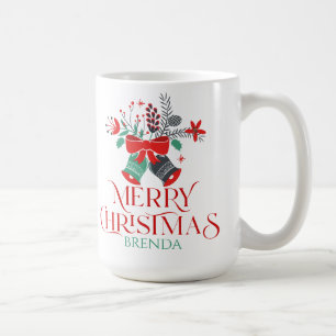 Christmas Bouquet Typography and monogram Coffee Mug