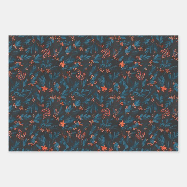 Christmas bouquet wrapping paper sheet (Front)