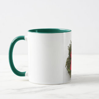Christmas Bow and Pine on a Barn Door Mug