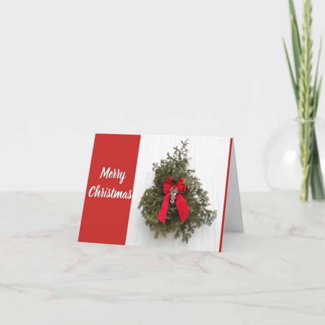 Christmas Bow and Pine Tree Card (Front)