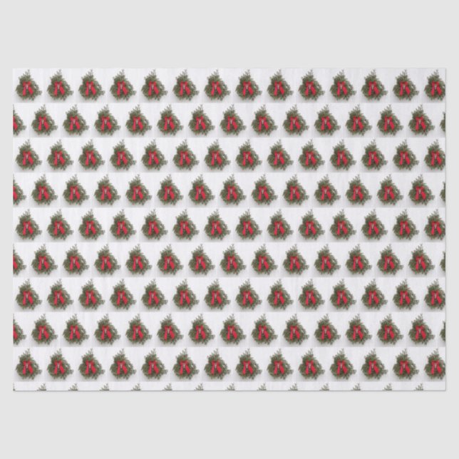 Christmas Bow and Pine tree on Barn Door Tissue Paper (Front)