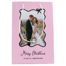 Christmas Bow | Black and Blush Pink Photo Frame