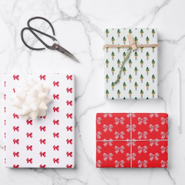 Christmas Bow Coquette  Wrapping Paper Sheet (Front)