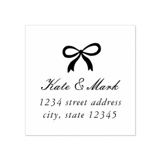 Christmas Bow Couple's Wedding Return Address Rubber Stamp
