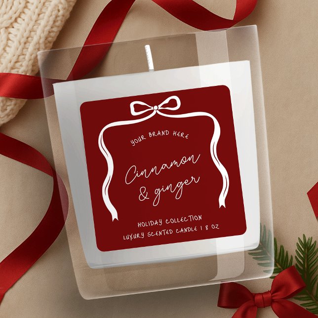 Christmas Bow Festive Product Label Red & White (Creator Uploaded)