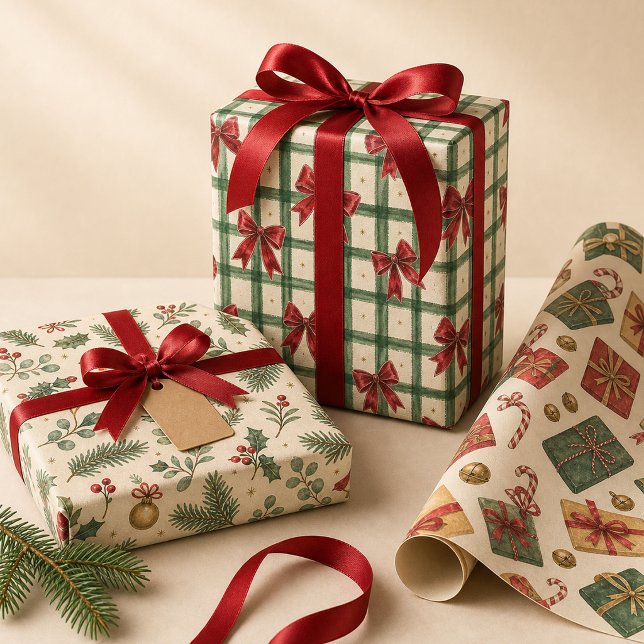 Christmas Bow Gingham Wrapping Paper (Creator Uploaded)