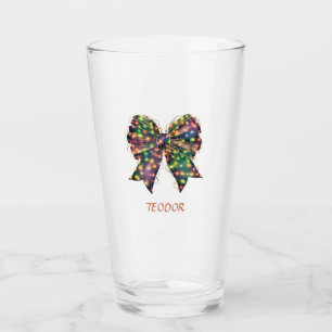 Christmas bow glass