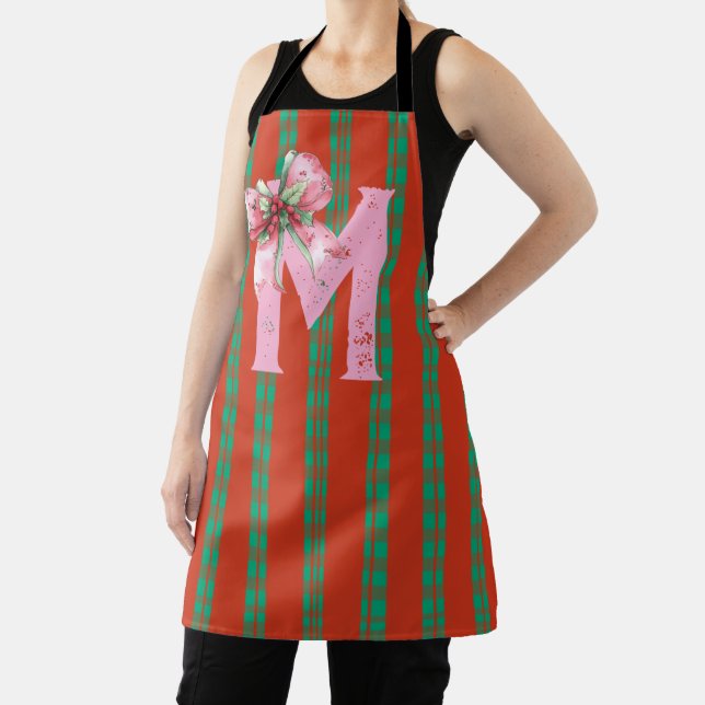 Christmas Bow Initial Name Apron (Insitu)