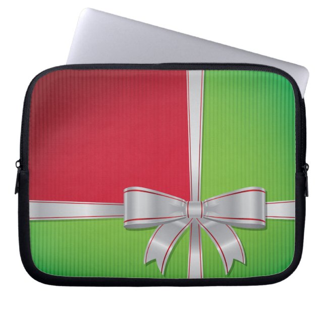 Christmas bow laptop sleeve (Front)